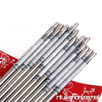 UUAT Patterns Stainless Steel Dinner Chopsticks  Blue and White Porcelain  5 Pairs - B01879EXVM